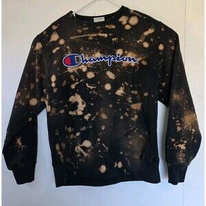 VTG Champion Sweatshirt Mens M Reverse Weave Spellout Logo Pullover Y2K Bleached